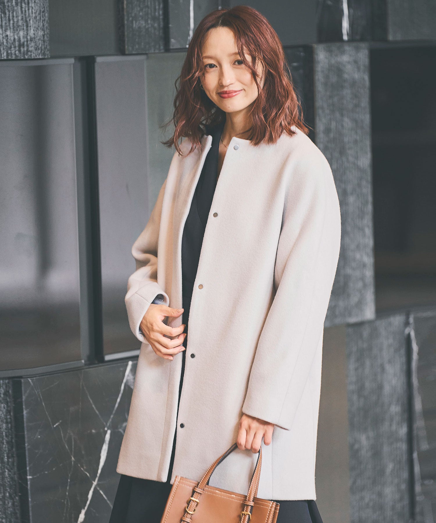 PECOLAMB】 ウールメルトンノーカラーコート – Sirin Online Store