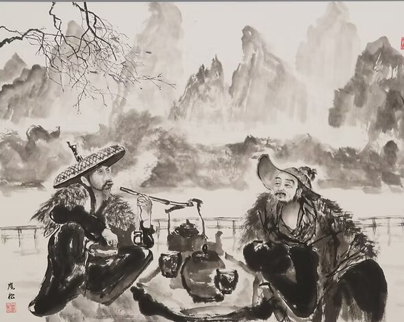 水墨画 父と子の闘い 水墨画 父と子の闘い 水墨画 父と子の闘い 水墨画