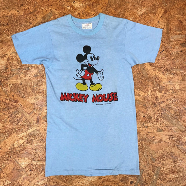 USA製 ' 70s MICKEY MOUSE 両面プリントTシャツ S ライトブルー Tropix