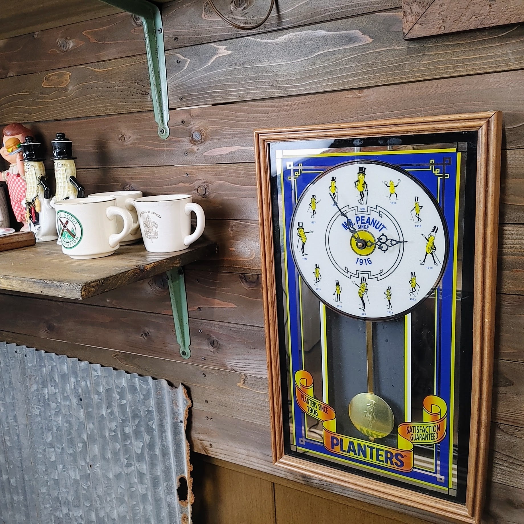 1991 Mr.Peanut Mirror Clock Sign 600/1000 パブミラー – SK OLDIES