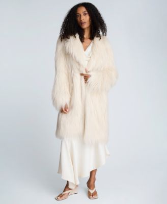Kenneth Cole Women's Faux Fur Midi Long-Sleeve Jacket - Macy's