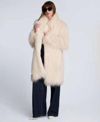 Kenneth Cole Women's Faux Fur Midi Long-Sleeve Jacket - Macy's
