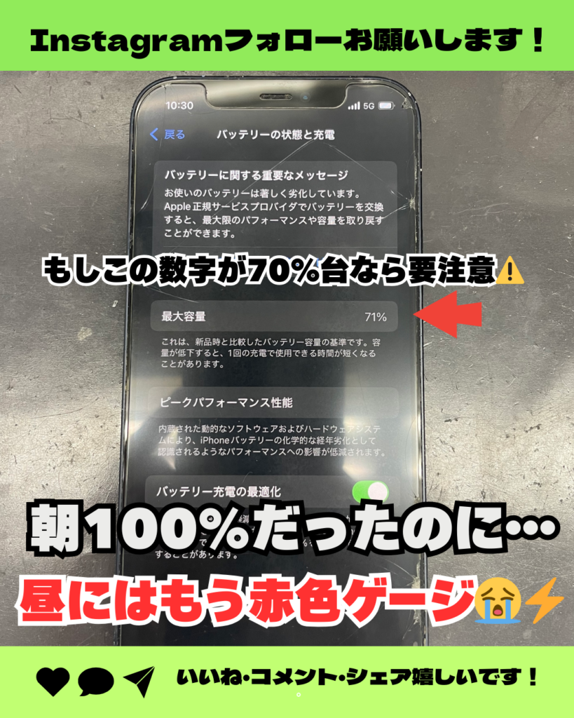 iPhoneの充電が半日持たない…最大容量70%台は危険信号！ – iPhone修理