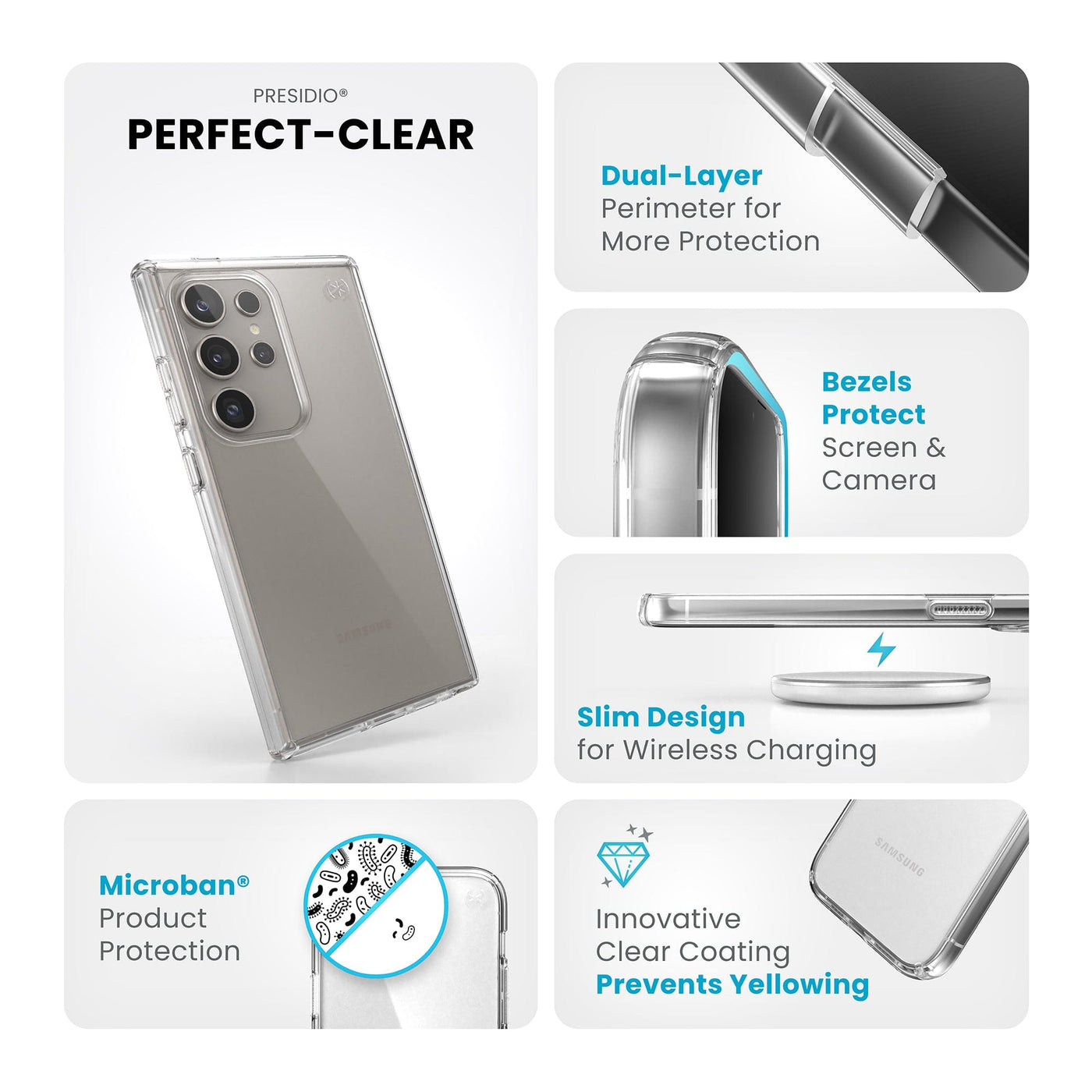Speck Presidio Perfect-Clear Samsung Galaxy S24 Ultra Cases Best