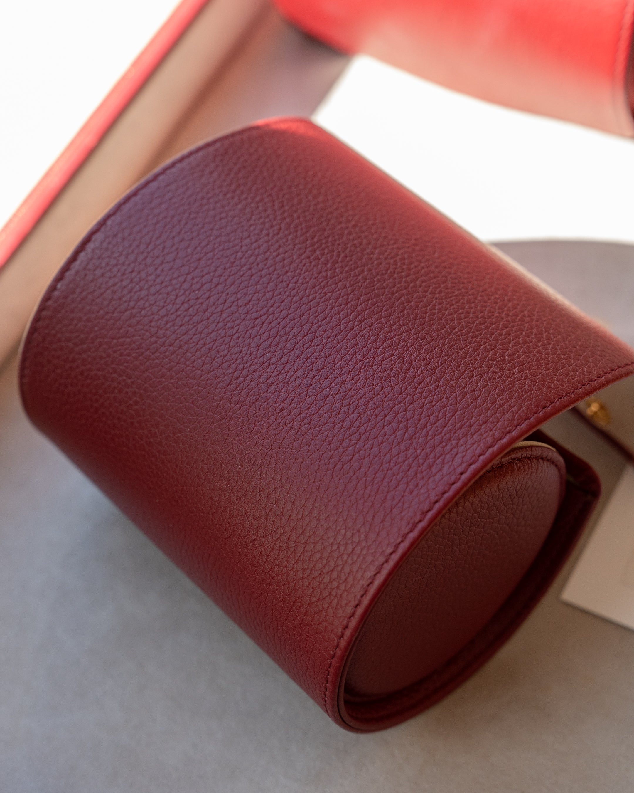 Cartier red calf skin leather oval watch case – Special Dial