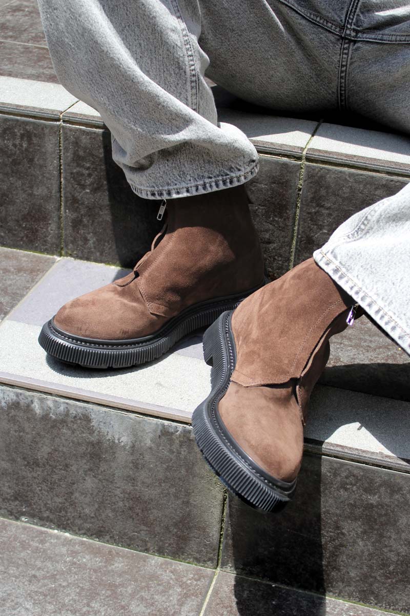 ADIEU | TYPE 197 ZIP BOOTS INJECTED TPU RUBBER SOLE / DARK EARTH