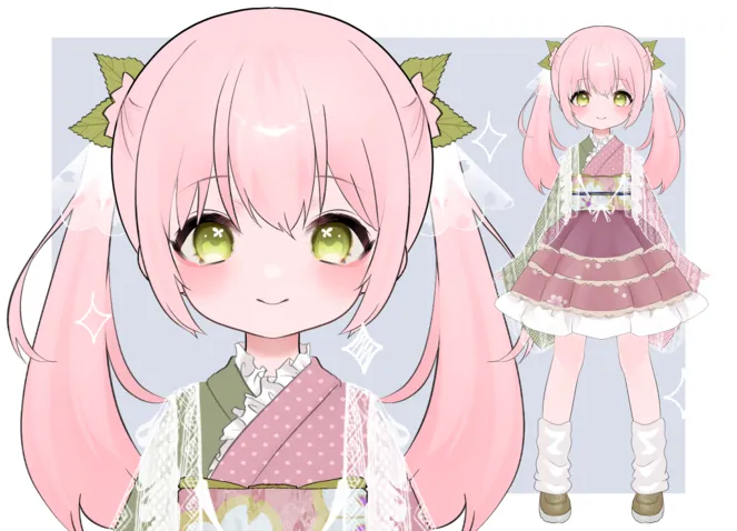 変形ガイド有】桜餅ちゃん【パーツ分け済PSD】 - こざこなこ - nizima
