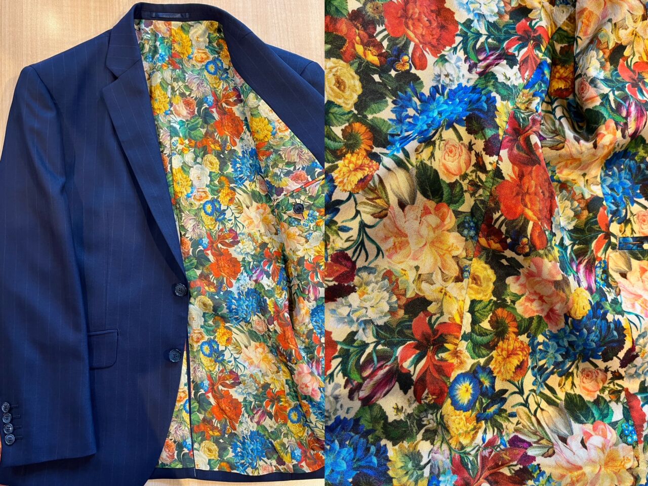 高級感のある鮮やかな花柄裏地【取次裏地】-福島郡山店ブログ-オーダー