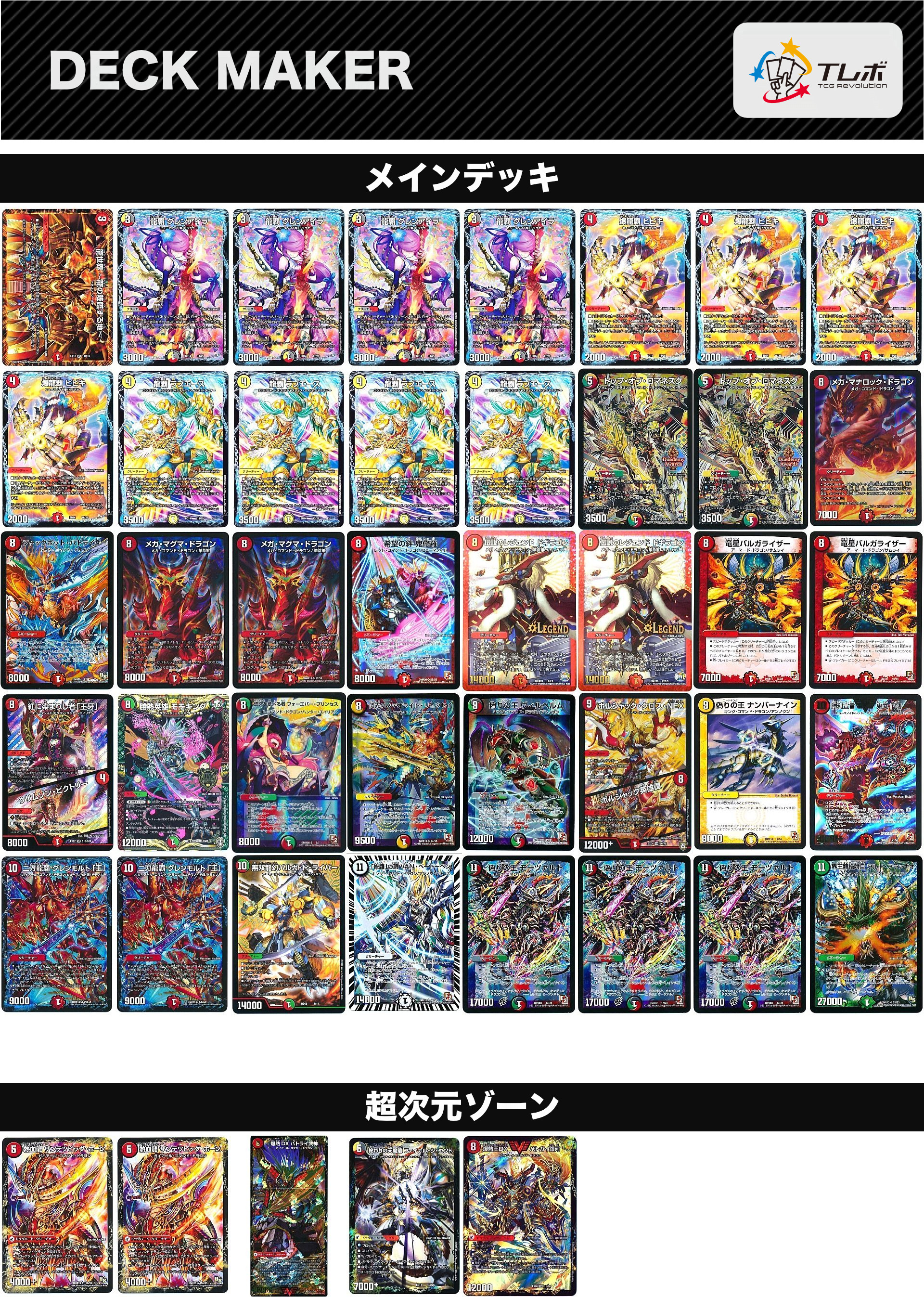 デュエルマスターズ 俺流ドラグナー超次元付き デッキレシピ詳細