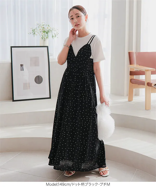 プチレタス ] ビスチェ風ダブルストラップキャミワンピース [E3362