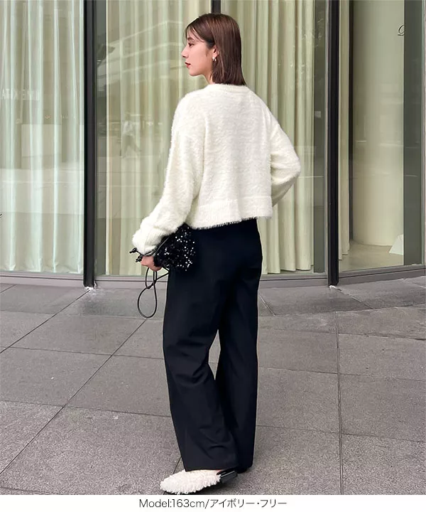 mikuさんコラボ ]金ボタンシャギーニットカーディガン [C6781