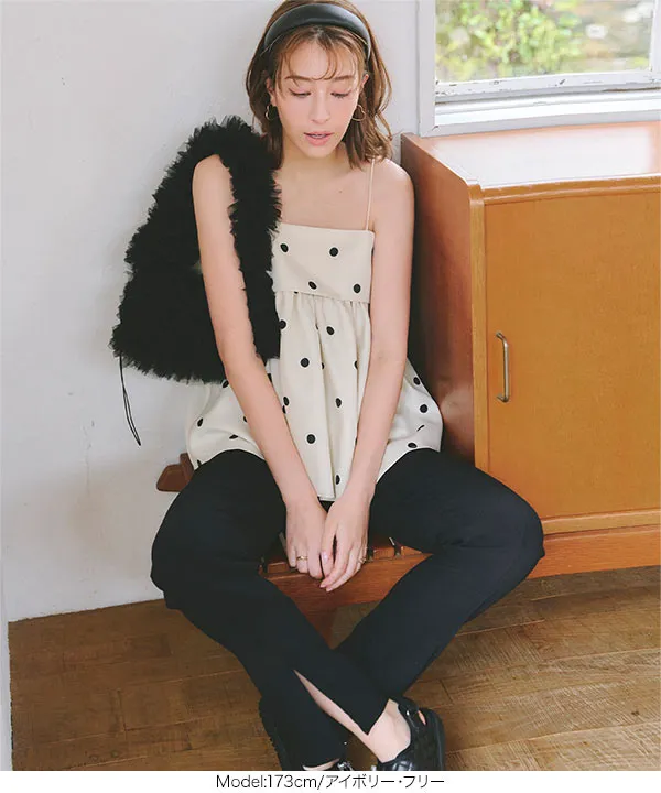 ドット柄ペプラムキャミソール [C7040] - レディースファッション通販