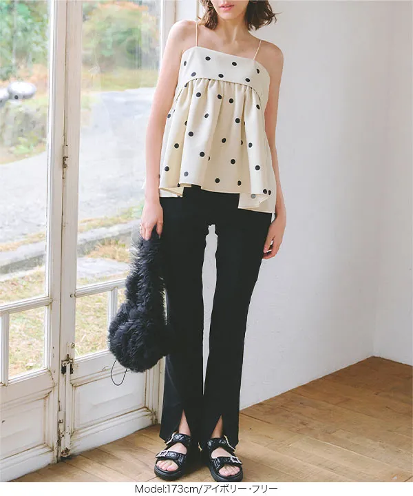 ドット柄ペプラムキャミソール [C7040] - レディースファッション通販