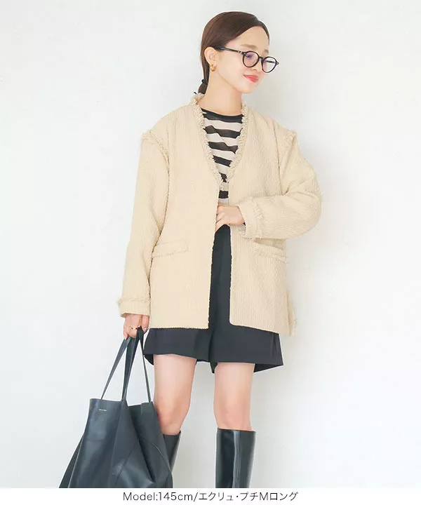 田中亜希子さんコラボ ]選べる2タイプツイードジャケット [K1246