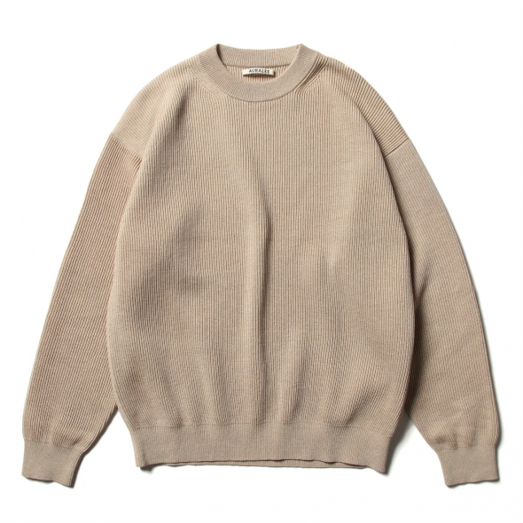 AURALEE / オーラリー | FLAT YARN RIB KNIT P/O (メンズ) - Top Beige