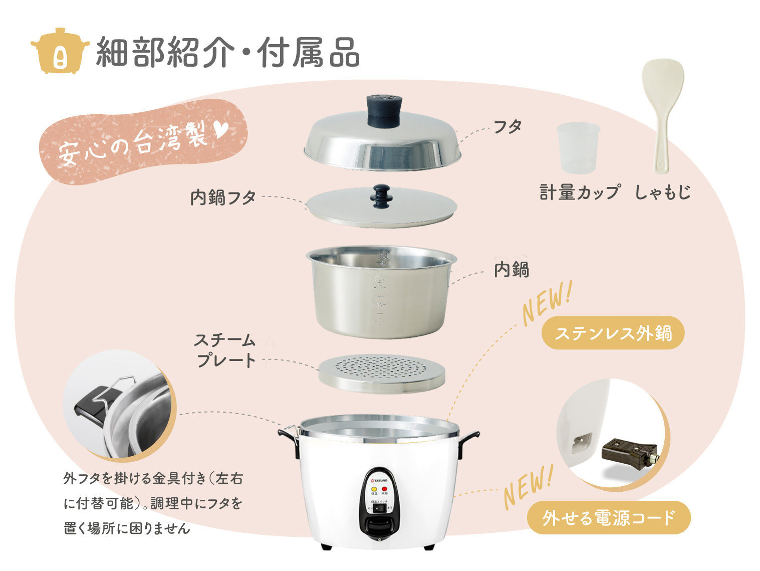 大同電鍋／ステンレス製外鍋／白 – 大同電鍋公式直営店