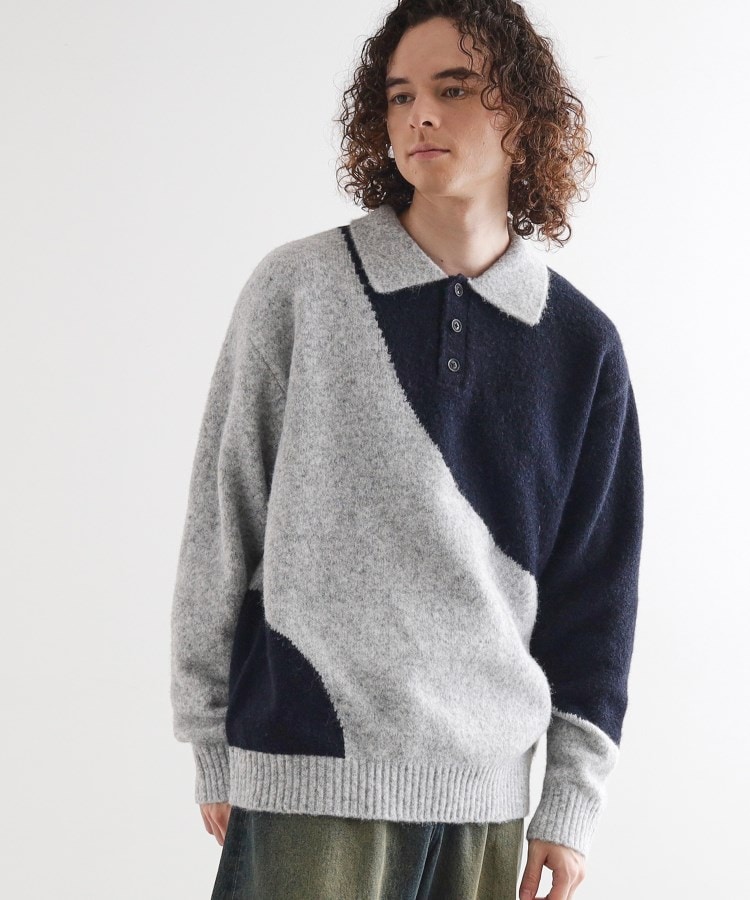 カーブスイッチニットポロシャツ（ニット/セーター） | tk.TAKEO