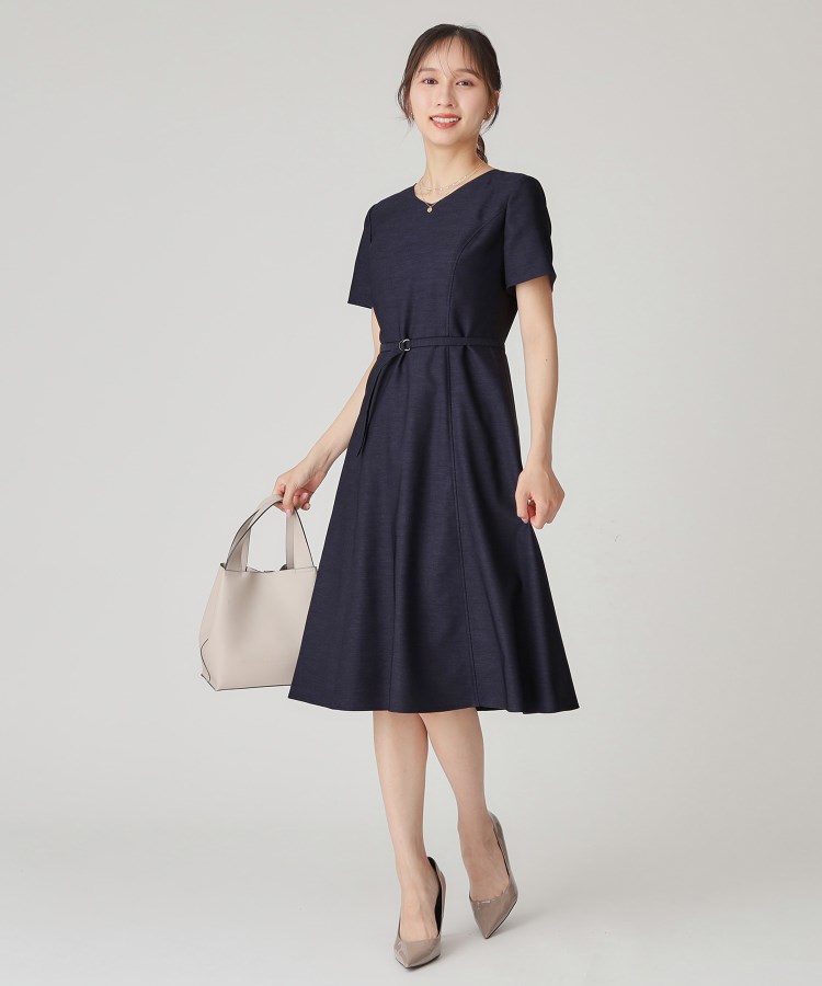 手洗い可／日本製】Aラインフレアワンピース（ミドルワンピース
