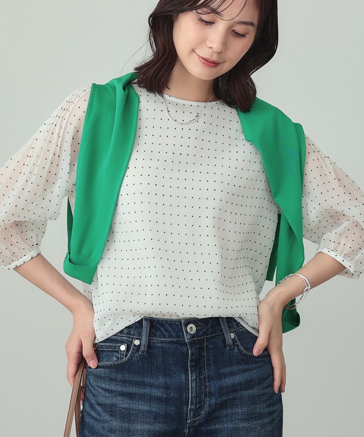 フロッキードットブラウス（シャツ・ブラウス） | INDIVI