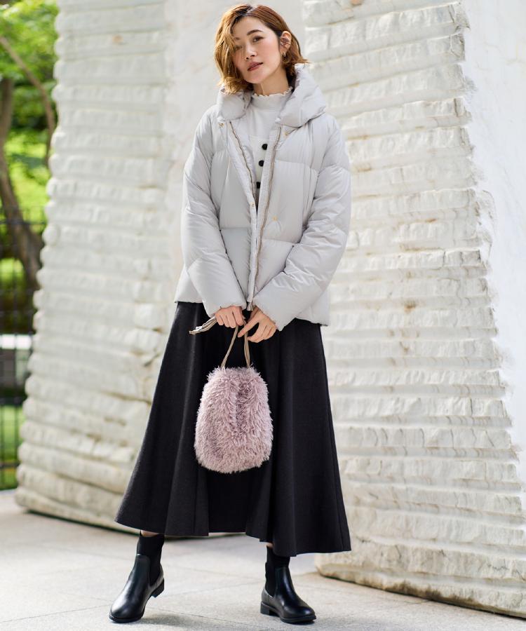 名品アウター／800FP・多機能】つつまれダウンショート（ダウン