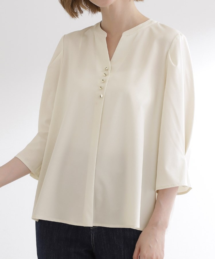 洗える/お仕事】美しさが続く袖タックブラウス（シャツ・ブラウス