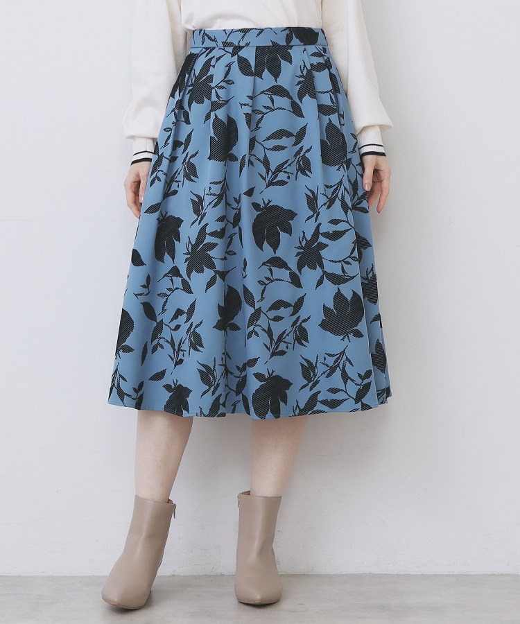 フラワータックフレアスカート【洗濯機OK/イージーアイロン/防シワ