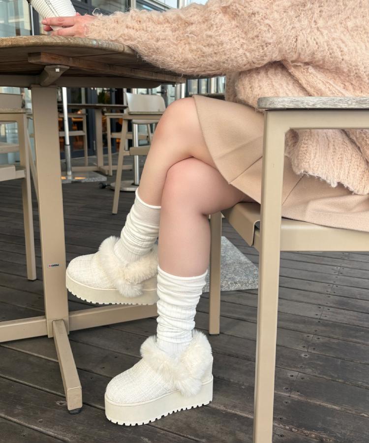 SNSで話題！厚底2WAYフェイクムートンサボ（ブーツ・ブーティ