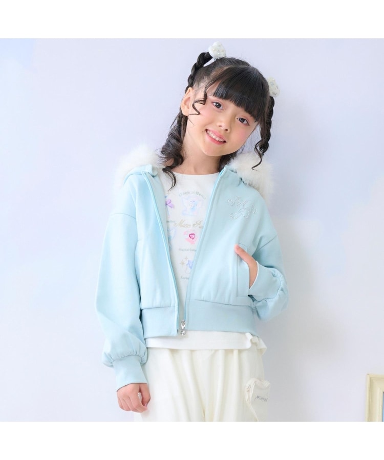 ラメ裏毛 フェイクファーフードZIPパーカ（パーカー） | mezzo piano