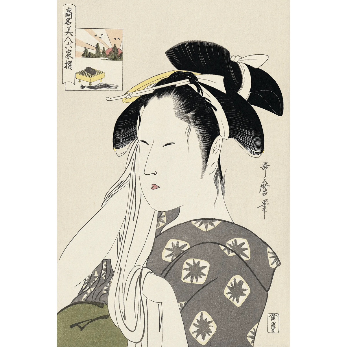 Kitagawa Utamaro（喜多川歌麿） 喜多川歌麿「高名美人六家撰 日の出屋