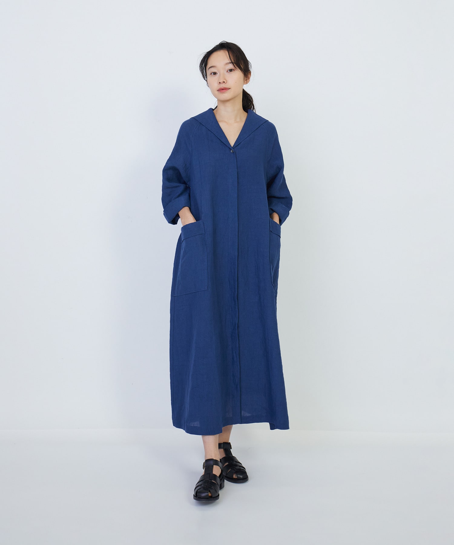 shetokyo Greta blueワンピース BLACK LABEL＞シルクダブルクロス