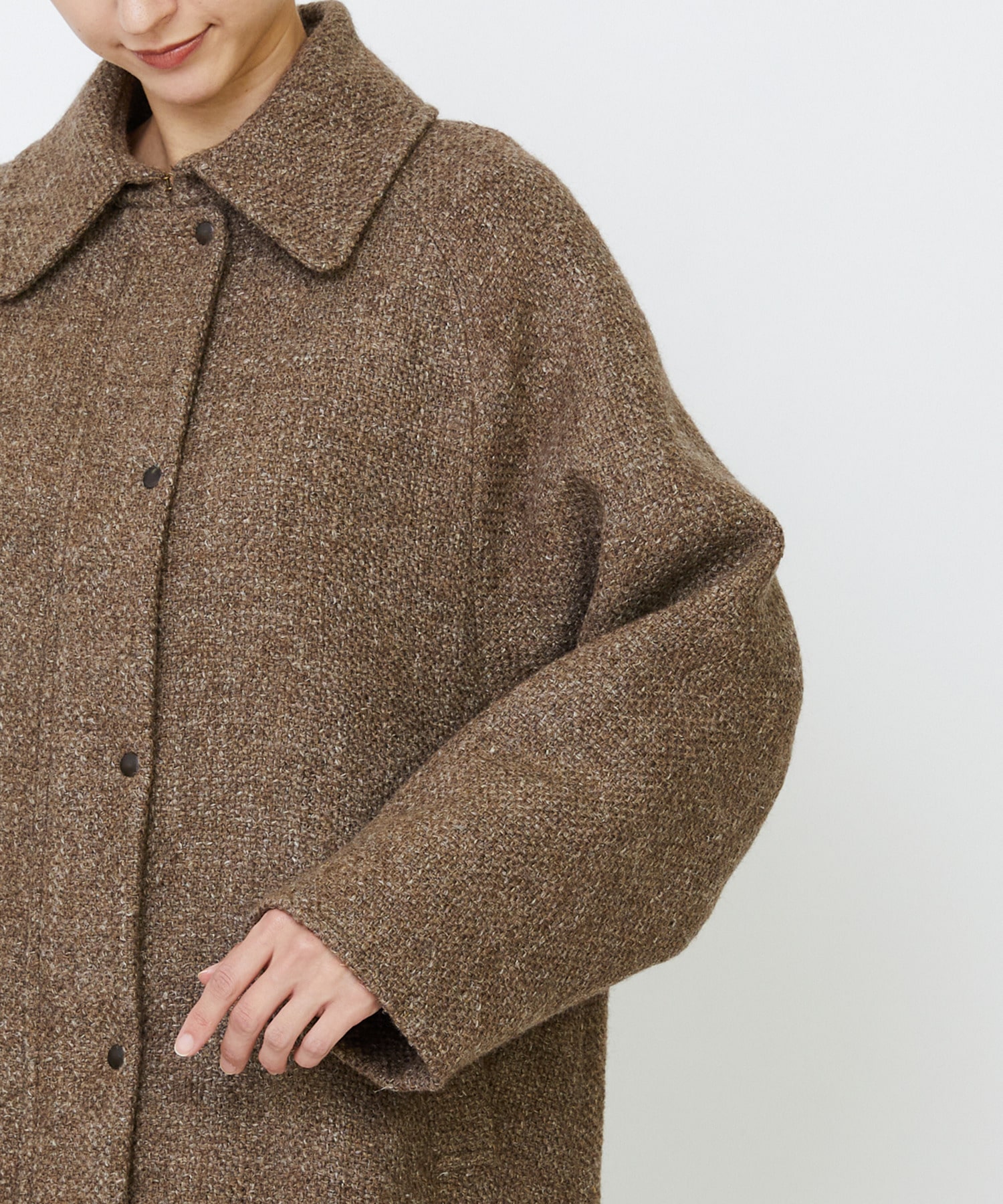 リネンウールツイードステンカラーコート｜BIGI online store - ビギ