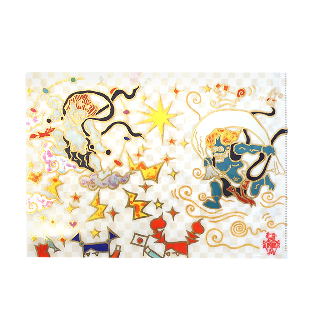 古家野雄紀 A4クリアファイル 風神雷神と群像図 DF300-03 | チキュウ