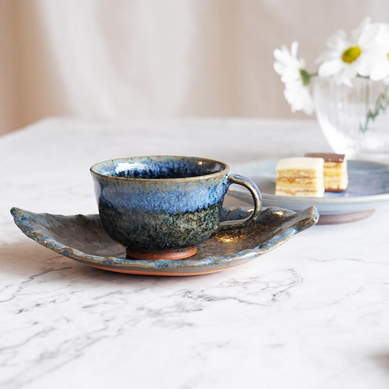 梅里窯 デミタスカップ & ソーサー 瑠璃唐津【大谷焼】 ｜ARTISAN
