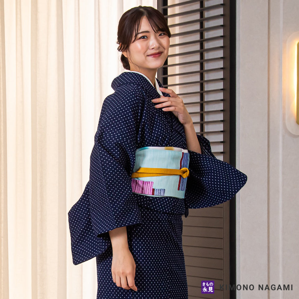 久留米絣│お仕立て上がり 洗える木綿きもの │フリーサイズ 濃紺に