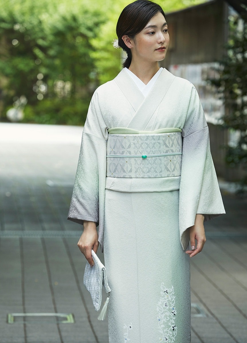 京友禅付下げ小紋 箱更紗 白茶（お取り寄せ品） | フォーマル着物