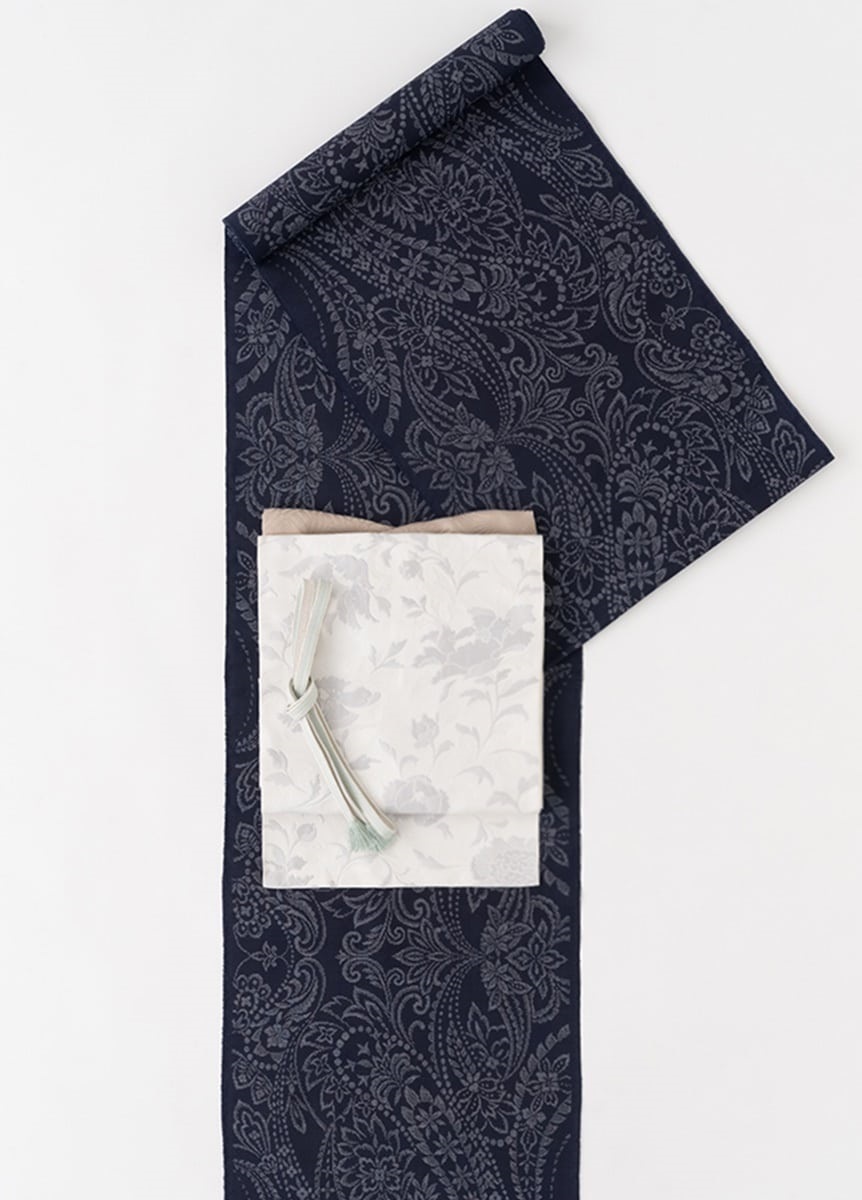 大島紬 正藍染め ペイズリー更紗（お取り寄せ品） | カジュアル着物