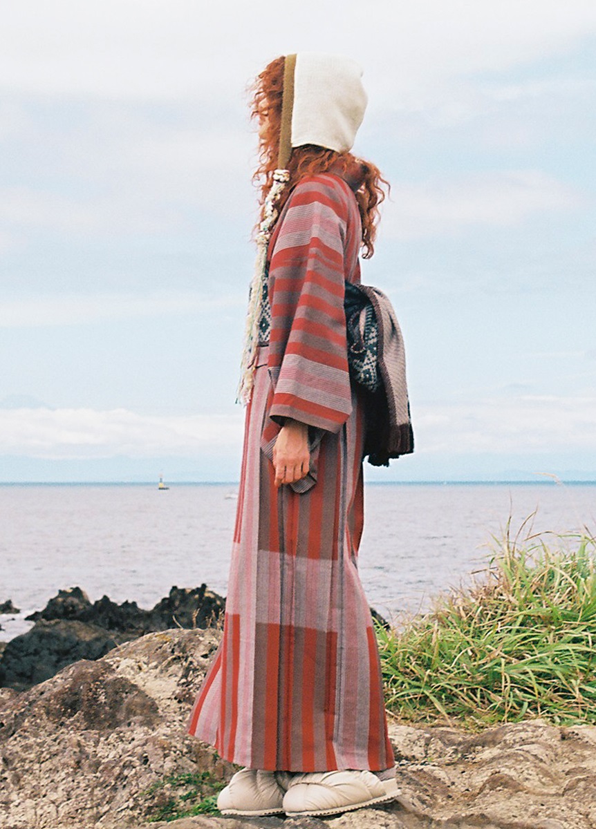 久留米絣 キルトウール レッド（お取り寄せ品） | カジュアル着物