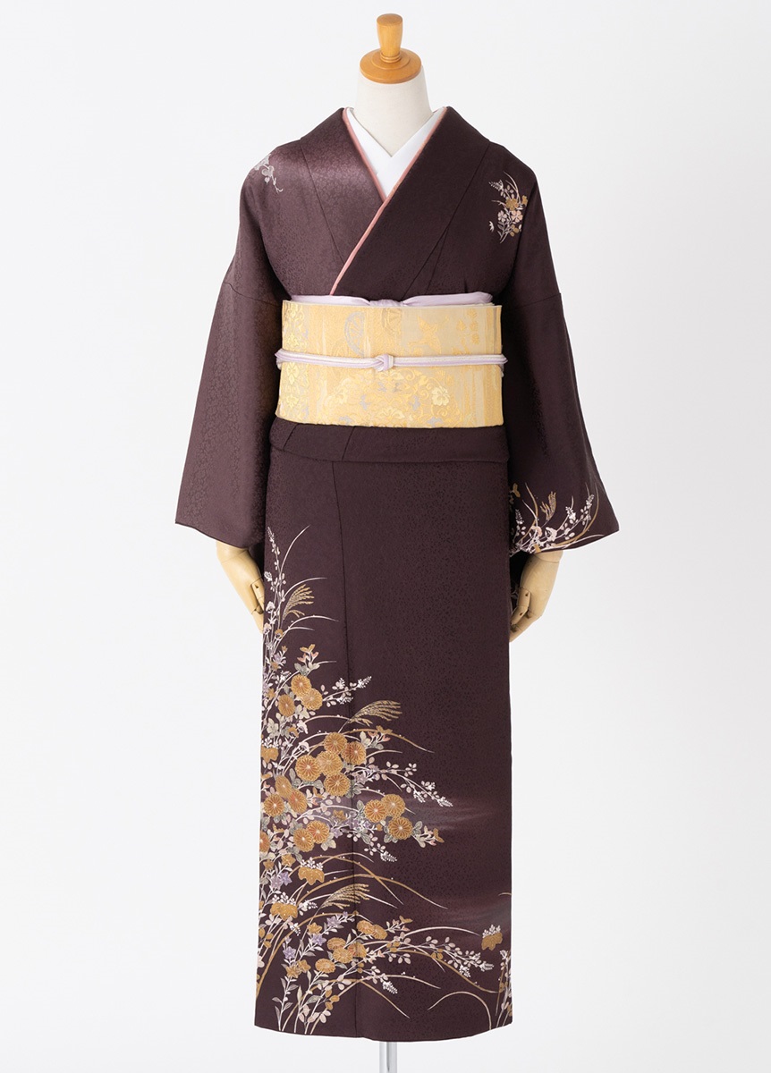 訪問着レンタル 流れ菊 茶紫 L | 訪問着レンタル | やまとオンラインストア