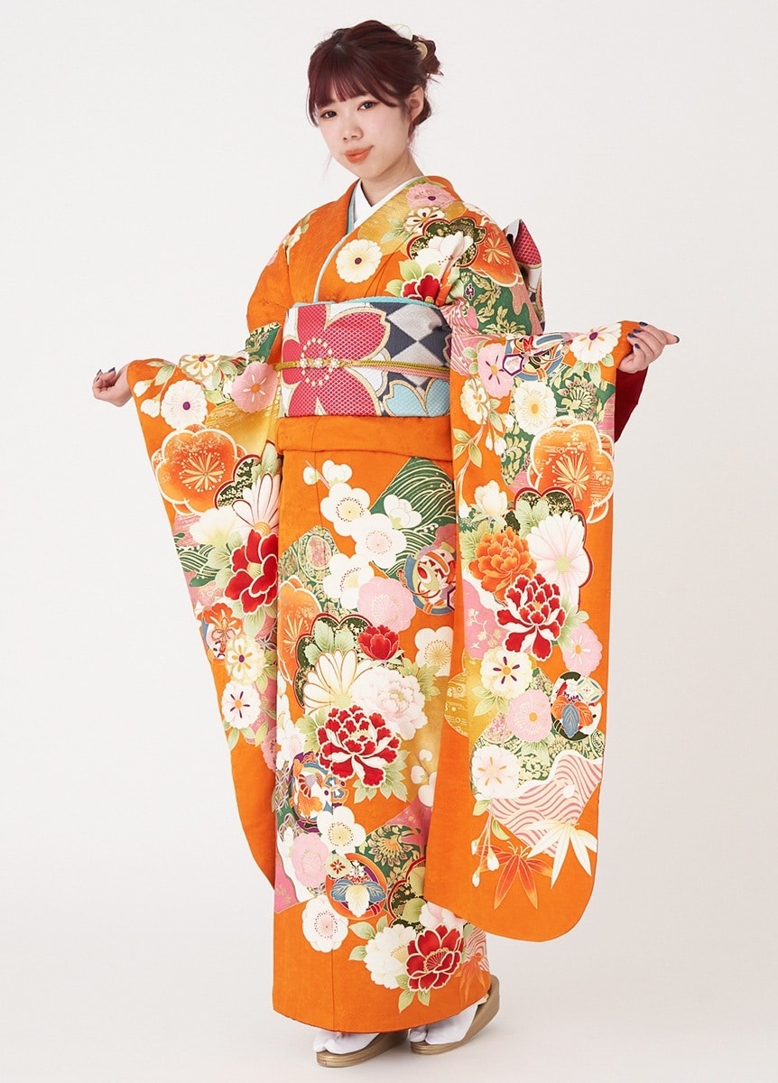 2月～11月期間限定】振袖レンタル 朱に花々 L | フォーマルレンタル