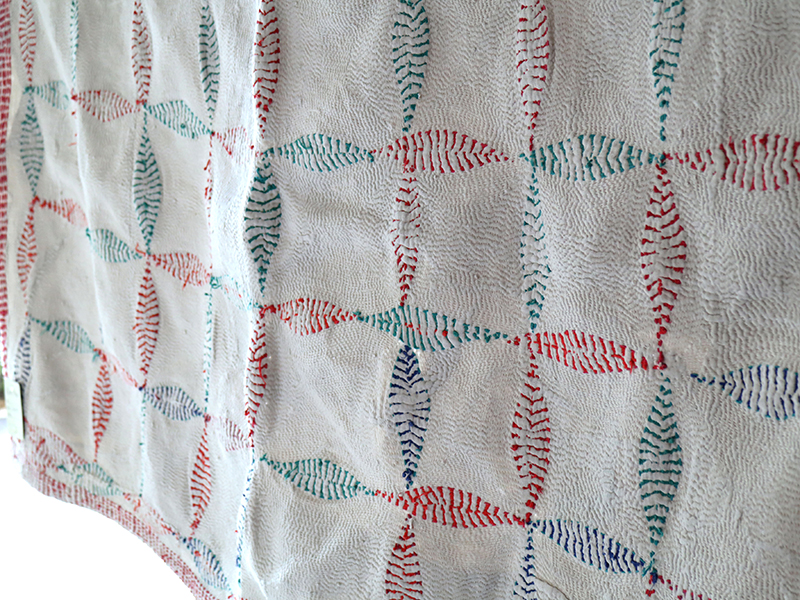 キリムスタイル / インド カンタ刺繍・パッチワーク/ラリーキルト 古布