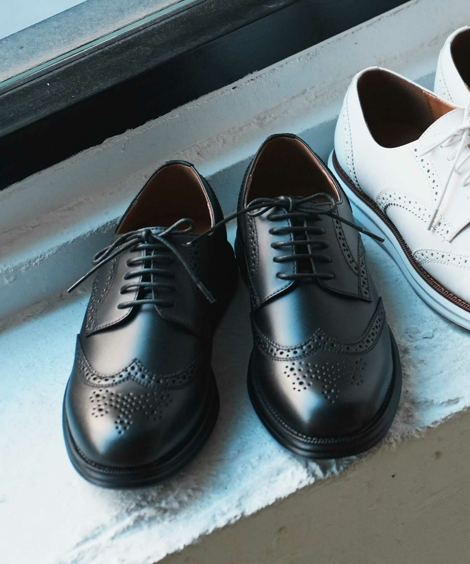 フェイクレザーウイングチップスニーカー｜メンズファッション通販