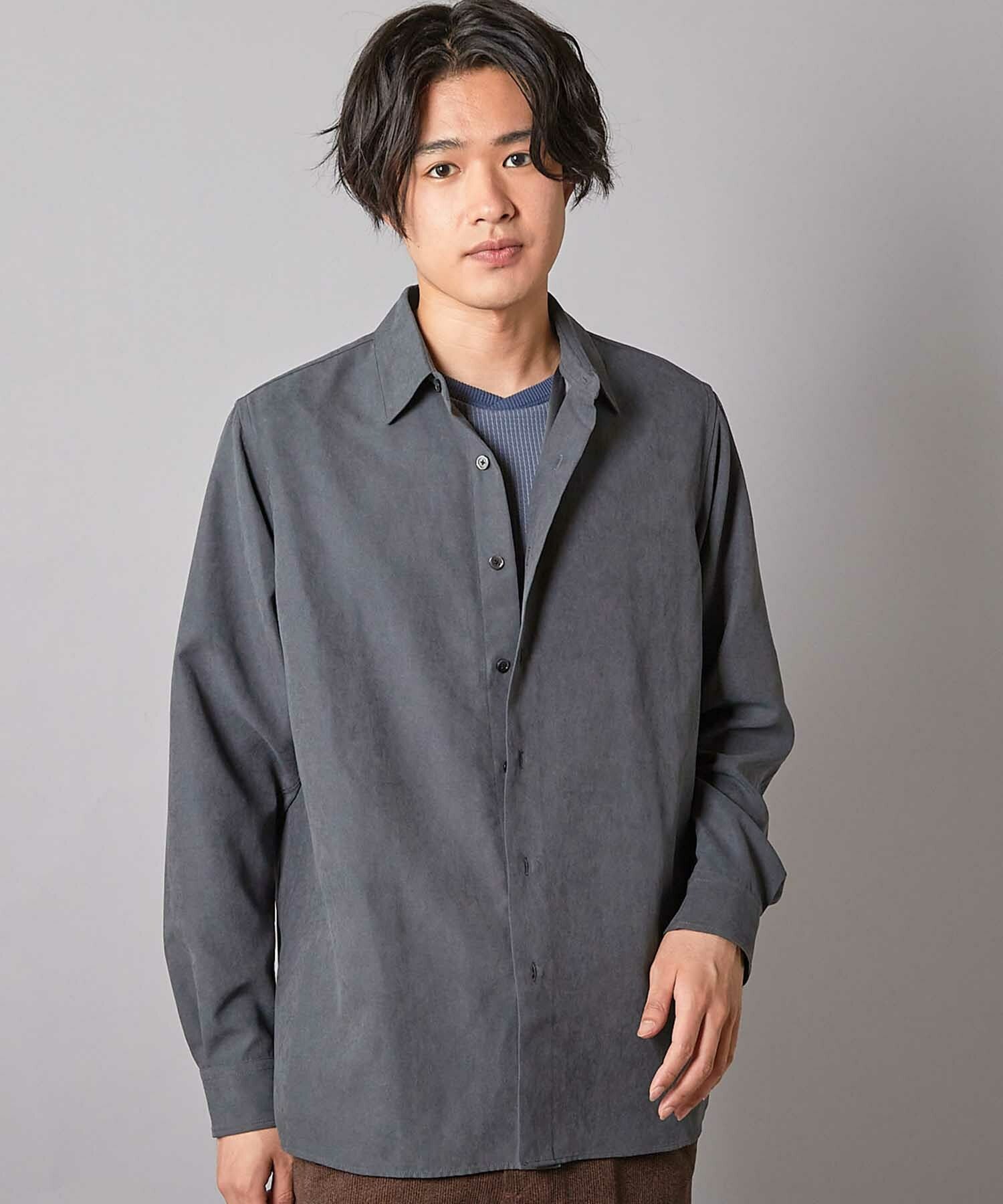 リラックスフィット フェイクスウェードシャツ｜メンズファッション