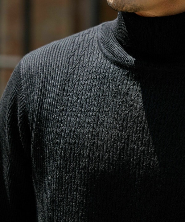 ウール混ハイゲージタートルネックニット｜メンズファッション通販