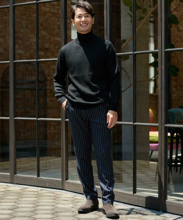 ウール混ハイゲージタートルネックニット｜メンズファッション通販