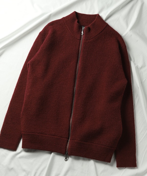 畦編みドライバーズニット/ジップアップニット｜メンズファッション