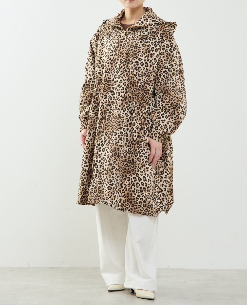 Xfrm ヒョウ柄 フード付きモッズコート Xfrm ヒョウ柄 フード付き