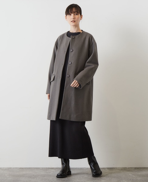 ミドル丈ノーカラーコート｜LOGEMENT DE CLAIRE（ロジュモンドクレール