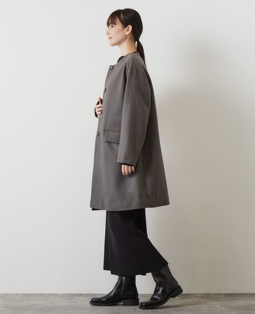 ミドル丈ノーカラーコート｜LOGEMENT DE CLAIRE（ロジュモンドクレール