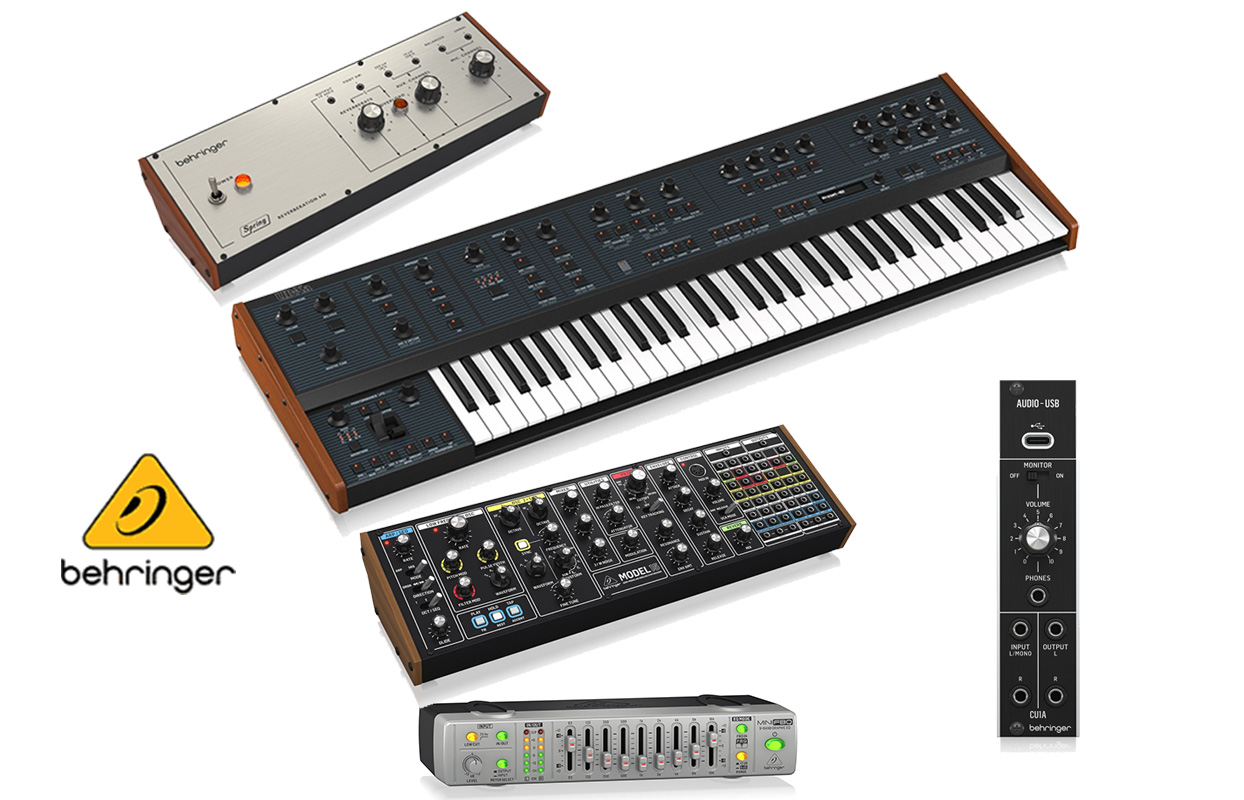 BEHRINGERから、16ボイスアナログシンセやスプリングリバーブなど5製品