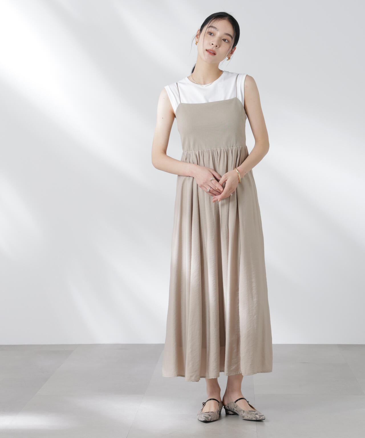 リブドッキング 2way キャミワンピース